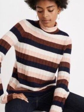 NWOT MADEWELL Donegan‎ Evercrest Stripe Mock Sweater